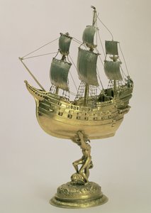 Modelo Navio de Guerra, Amsterdã, 1595-96 (prata dourada) de Dutch School