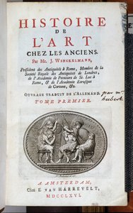 Página de título da história da arte nos antigos por Johann Joachim Winckelmann (1717-68), publicado em Amsterdã, 1766 de Dutch School