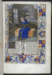 Tradutor no trabalho, de Facta et dicta memorabilia (ou Les Faits et les Dits des Romains), Royal 18 E III, f.24 de Dutch School
