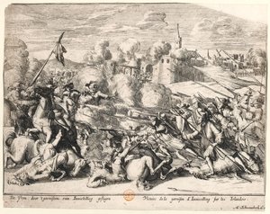 Vitória da guarnição Enniskillen sobre os irlandeses em 1689, c.1691 de Dutch School