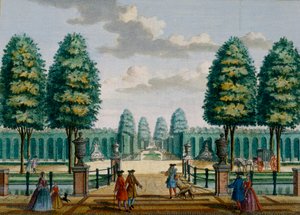 Vista da casa em direção ao portão da frente, Meerestein, de Het Zeganpralent Kennemerlant por Hendrick de Leth e Matthias Brouerius Van Nidek, publicado c.1700-1730 de Dutch School