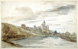 Vista de Cleves, finais do século XVII (caneta e tinta castanha com aguarela e cor de corpo sobre papel) de Dutch School