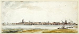 Vista de Emmerich, finais do século XVII (caneta e tinta castanha com aguarela sobre papel) de Dutch School