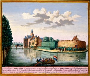 Vista de Marquette House, Kennemerland, do Zeganpralent Kennemerlant por Hendrick de Leth e Matthias Brouerius Van Nidek, publicado c.1700-30 de Dutch School