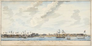 Vista da cidade de Paramaribo e do Forte Zeelandia, 1772 de Dutch School