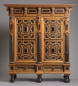 Roupeiro (Kast), feito na Holanda, c.1625-1650 (carvalho com folheados de ébano e pau-rosa) de Dutch School