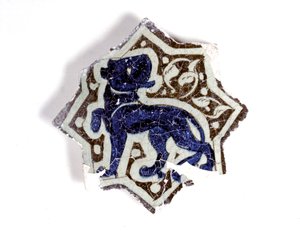 AZULEJO TURCO: Azulejo estrela de oito pontas, Primeira metade do século XIII (cerâmica, azulejos com técnica de vidrado)