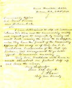 Carta de E. A. Carr, Helena, Arkansas, ao comandante das forças navais americanas perto de Helena, Arkansas, 2 de outubro de 1862 de E.A. Carr