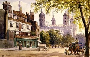 O Velho George e a Torre de Londres (aguarela) de E.A. Roberts