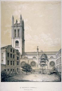Vista sudeste da Igreja de St Michael, Cornhill, City of London, 1840 de EJ Dickinson