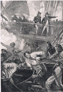 Como eles lutaram nos dias de idade, ilustração de "Batalhas britânicas na terra e no mar", publicado por Cassell, Londres, c.1910