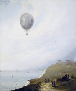 Balão sobre falésias, Dover, 1840 de E.W. Cocks