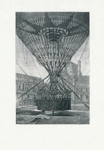 Plataforma de visualização panorâmica usando um balão de ar quente, pub. c.1880 (gravura do bw) de E. A. Tilly