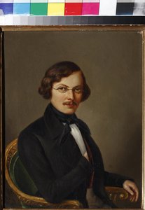 Retrato do autor Nikolai Gogol (1809-1852) par Boltz, E. (activo em meados do século XIX). Óleo sobre tela de E. Boltz