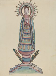 Novo México, "Bulto", figura de madeira policromada