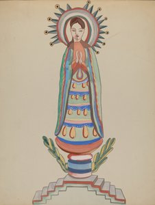 Novo México, "Bulto", figura de madeira policromada