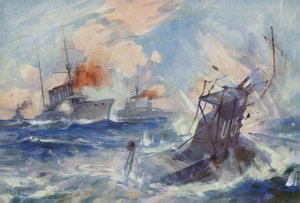 Naufrágio do submarino alemão U-15 por HMS Birmingham