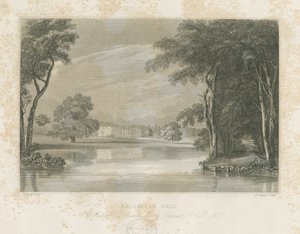 Rolleston Hall: gravação de linha, nd [c 1840] de E Stalker