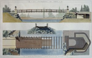 Bois de Vincennes e ponte da ilha de Reuilly, ilustração de &39;Promenades de Paris&39;, gravada por Jean Joseph Sulpis (1826-1911) de E. and Dardoize, Louis Emile Hochereau