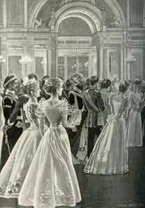 A recepção do estado no Palácio de Buckingham: entrada do príncipe e princesa de Gales, c1897