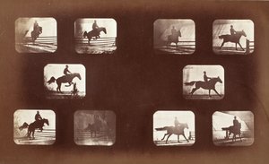 Locomoção animal (homem a cavalo sobre obstáculos) de Eadweard Muybridge