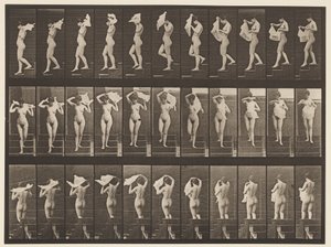 Prancha 133. Escadas Descendentes, Jogando o Lenço Sobre os Ombros, 1872-1885 de Eadweard Muybridge