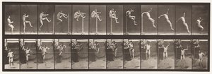 Placa 152. Pulando; Corrida em linha reta salto em altura (tênis) de Eadweard Muybridge