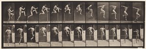 Placa 153. Salto; Corrida em linha reta salto em altura (tênis) de Eadweard Muybridge