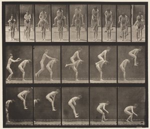 Prato 167. Saltar; Sobre as costas do rapaz (Saltar Sapo) de Eadweard Muybridge