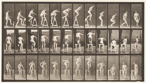 Placa 171. Como pisar em um cavalete; Pulando para baixo, girando de Eadweard Muybridge
