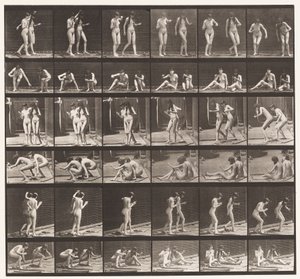 Placa 245. Dois modelos girando sentados no chão de Eadweard Muybridge