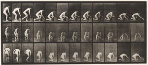 Placa 252. Ajoelhando-se no Joelho Direito e Esfregando o Chão, 1872-1885 de Eadweard Muybridge