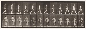 Placa 28. Andando, carregando 50 lb Dumb-Bell na mão direita, 1872-1885 de Eadweard Muybridge