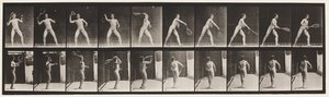 Placa 294. Tênis de gramado; Servindo de Eadweard Muybridge