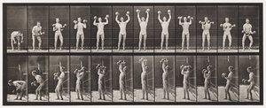 Placa 322. Levantando e abaixando dois halteres de 50 lb de Eadweard Muybridge