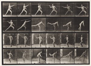 Placa 361. Arremessando uma Lança, 1872-1885 de Eadweard Muybridge