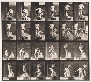 Placa 407. Dois modelos, 8 baldes de despejo de água sobre 1 de Eadweard Muybridge