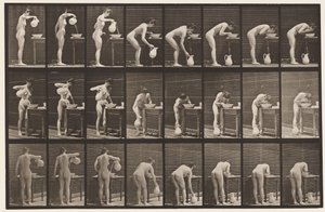 Prato 413. Verter água na bacia e lavar a cara de Eadweard Muybridge