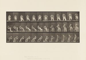 Placa 420.Toilet; Levantar-se da cadeira e vestir roupas, 1885 de Eadweard Muybridge