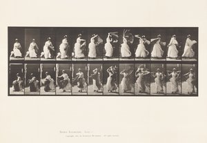 Placa 424.Toilet; Levantando-se de Chiar e Colocando o Xaile, 1885 de Eadweard Muybridge