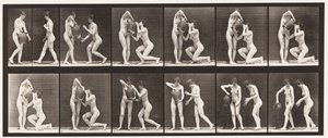 Placa 452. Dois Modelos, 8 Ajoelhar-se, Bebidas de Jarro de Água nas Mãos, 1872-1885 de Eadweard Muybridge
