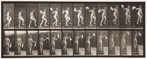 Placa 96. Escadas ascendentes olhando ao redor; Lenço ondulante de Eadweard Muybridge