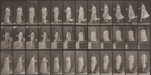 Prancha número 143. A descer escadas, uma chávena e um pires na mão direita de Eadweard Muybridge