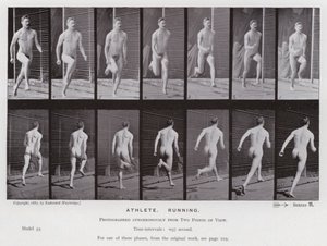A Figura Humana em Movimento: Atleta, Corrida (foto a p/b) de Eadweard Muybridge