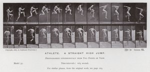 A Figura Humana em Movimento: Atleta, um salto direito em altura (foto a p/b) de Eadweard Muybridge