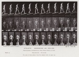 A Figura Humana em Movimento: Atleta, subindo uma inclinação (foto a p/b) de Eadweard Muybridge