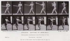 A Figura Humana em Movimento: Atleta, batendo no base-ball (foto a p/b) de Eadweard Muybridge