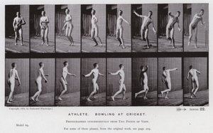 A Figura Humana em Movimento: Atleta, bowling no cricket (foto a p/b) de Eadweard Muybridge