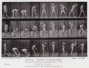 A Figura Humana em Movimento: Atleta, levantando uma pedra de 75 libras de Eadweard Muybridge