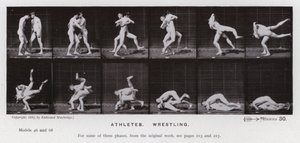 A Figura Humana em Movimento: Atletas, Luta livre (foto a p/b) de Eadweard Muybridge